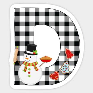 BW Buffalo Checks Pattern Monogram D | Snowman Sticker